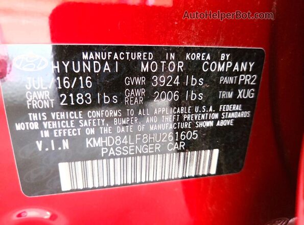 KMHD84LF8HU261605 2017 HYUNDAI ELANTRA Maroon 