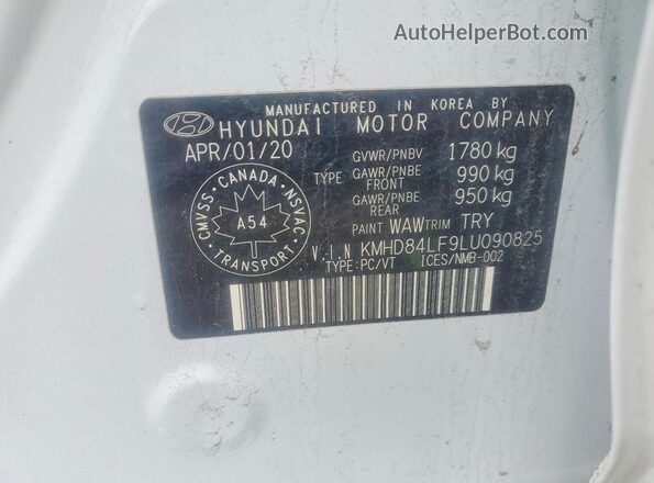 KMHD84LF9LU090825 2020 HYUNDAI ELANTRA White 
