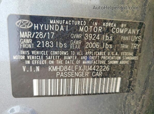 KMHD84LFXJU442226 2018 HYUNDAI ELANTRA Серебряный Вид подкапотного пространства