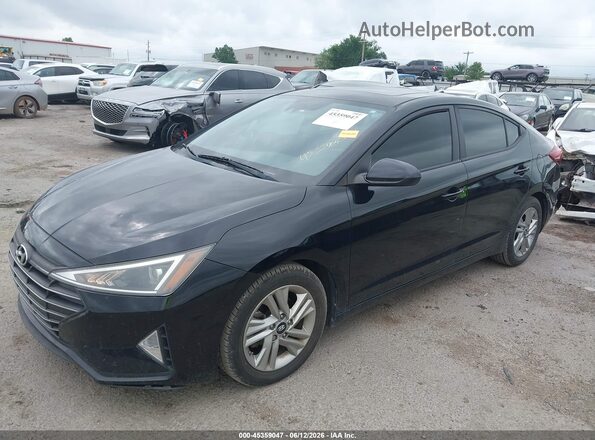 KMHD84LFXKU850632 2019 HYUNDAI ELANTRA Black წინა მარცხენა ხედი სამი მეოთხედიდან