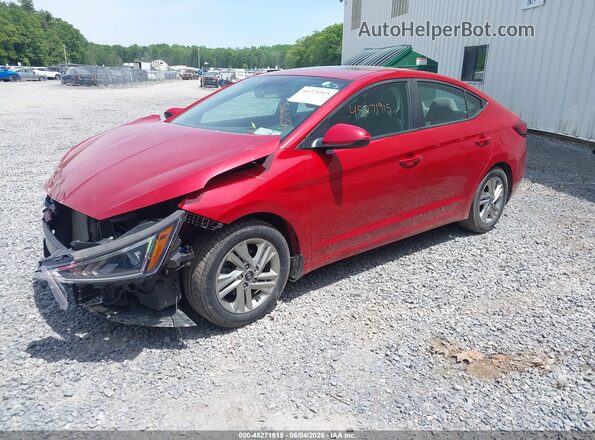 KMHD84LFXLU085987 2020 HYUNDAI ELANTRA Red წინა მარცხენა ხედი სამი მეოთხედიდან