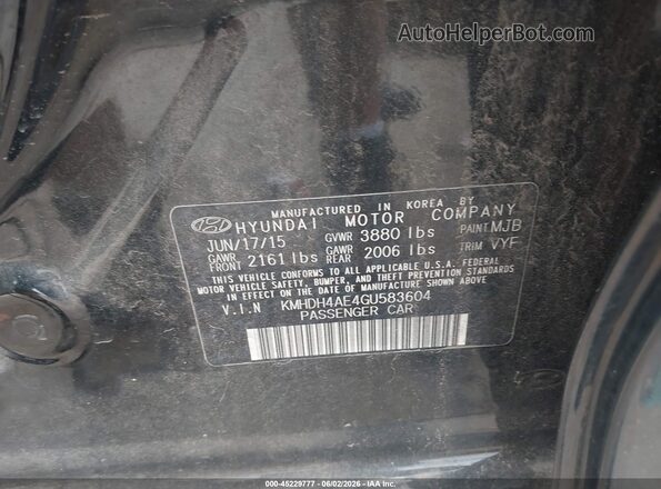 KMHDH4AE4GU583604 2016 HYUNDAI ELANTRA Black Engine compartment view
