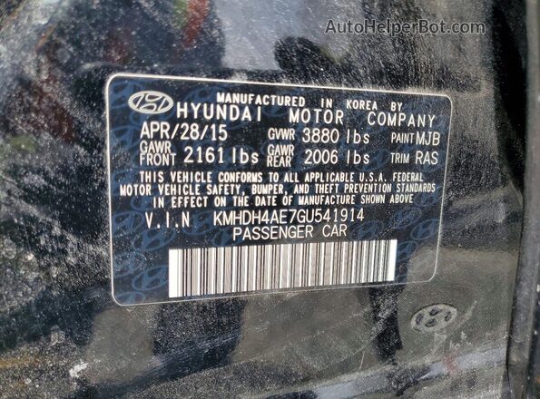 KMHDH4AE7GU541914 2016 HYUNDAI ELANTRA Black VIN sticker view