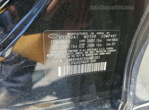 KMHDH4AEXGU485001 2016 HYUNDAI ELANTRA Black 