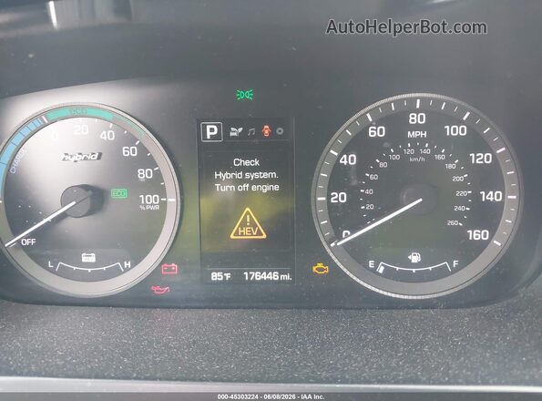 KMHE24L12GA010976 2016 HYUNDAI SONATA HYBRID Silver უკანა სავარძლების ხედი