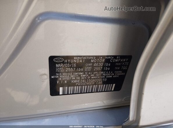 KMHE24L15GA039159 2016 HYUNDAI SONATA HYBRID Silver Вид підкапотного простору