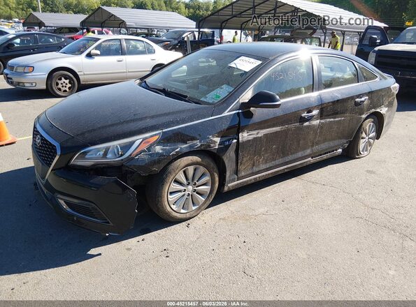 KMHE24L16GA041518 2016 HYUNDAI SONATA HYBRID Black წინა მარცხენა ხედი სამი მეოთხედიდან