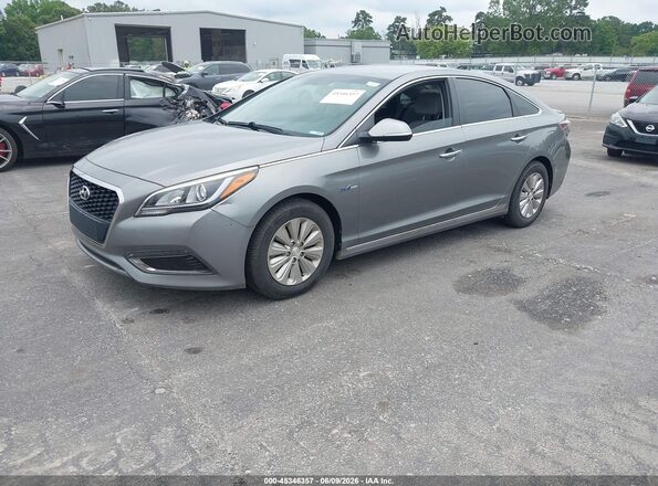 KMHE24L16HA059762 2017 HYUNDAI SONATA HYBRID Gray Առջևի ձախ երեք քառորդ տեսարան