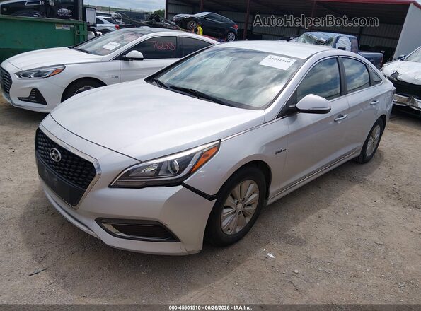 KMHE24L18GA022095 2016 HYUNDAI SONATA HYBRID Silver წინა მარცხენა ხედი სამი მეოთხედიდან