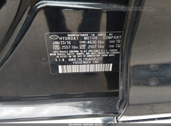 KMHE24L1XGA035222 2016 HYUNDAI SONATA HYBRID Black 