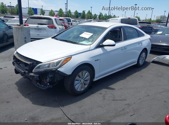 KMHE24L35HA065523 2017 HYUNDAI SONATA HYBRID White Vista tres cuartos delantera izquierda