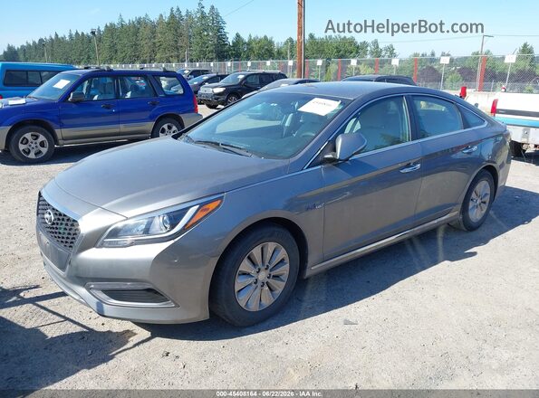 KMHE24L35HA074299 2017 HYUNDAI SONATA HYBRID Gray Vista tres cuartos delantera izquierda