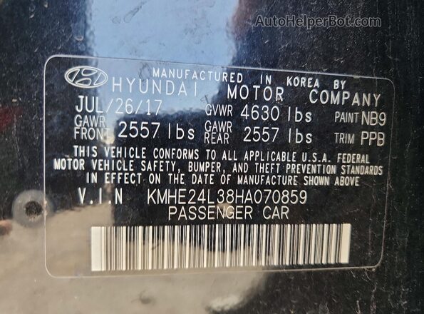 KMHE24L38HA070859 2017 HYUNDAI SONATA Черный 
