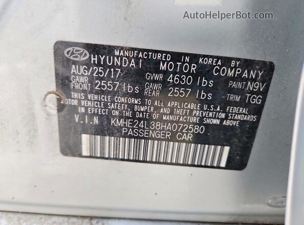 KMHE24L38HA072580 2017 HYUNDAI SONATA Silver 