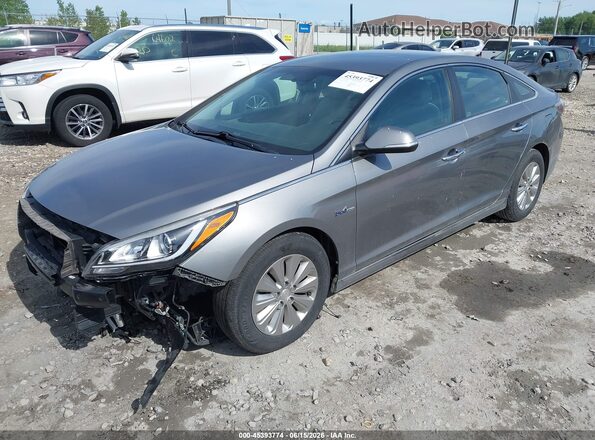 KMHE24L39HA067288 2017 HYUNDAI SONATA HYBRID Gray Vista tres cuartos delantera izquierda