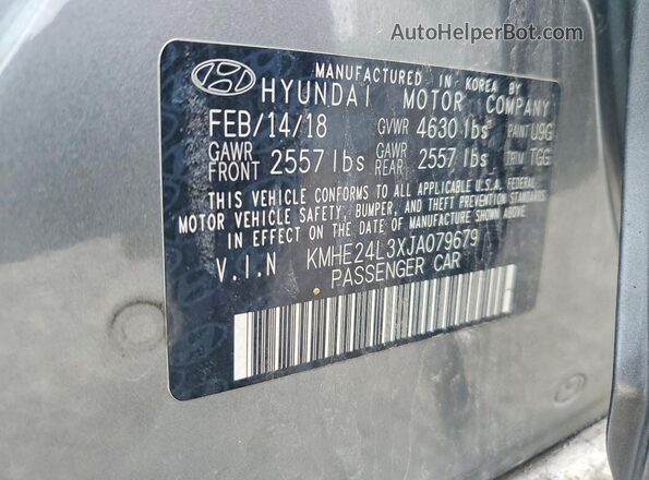 KMHE24L3XJA079679 2018 HYUNDAI SONATA Gray Widok komory silnika