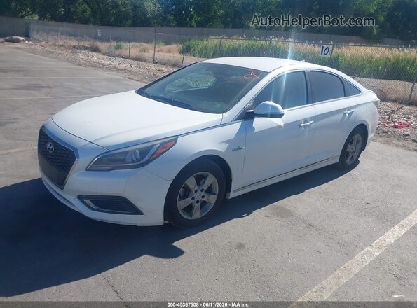 KMHE34L17GA026703 2016 HYUNDAI SONATA HYBRID White Առջևի ձախ երեք քառորդ տեսարան