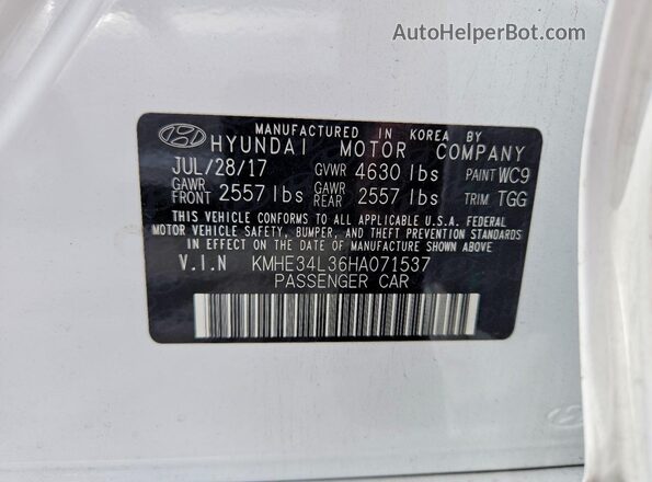 KMHE34L36HA071537 2017 HYUNDAI SONATA White 