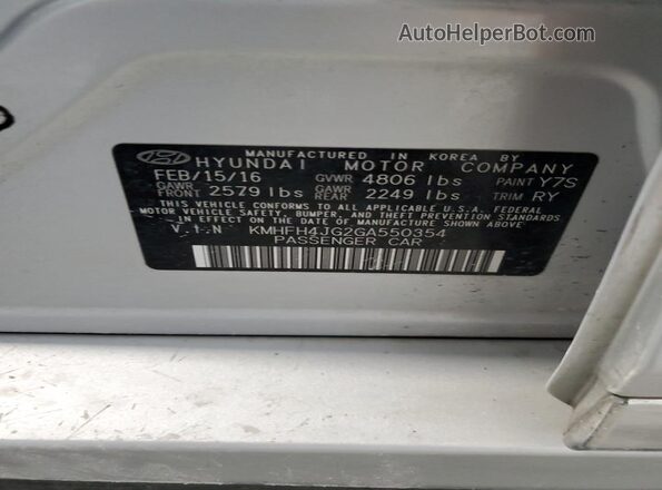 KMHFH4JG2GA550354 2016 HYUNDAI AZERA Silver Engine compartment view