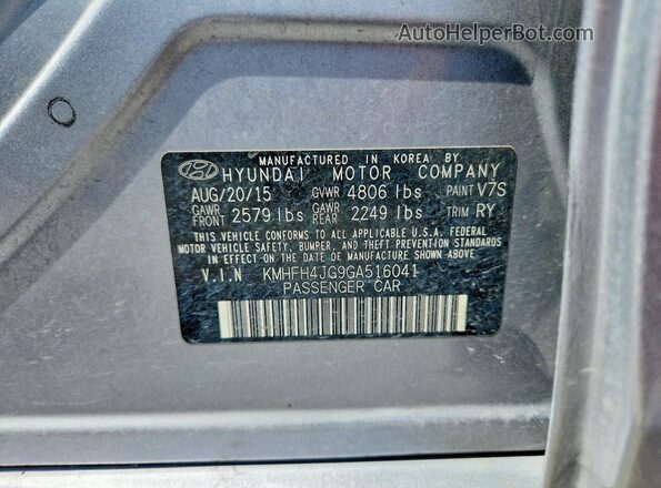 KMHFH4JG9GA516041 2016 HYUNDAI AZERA Silver Շարժիչի բաժամունքի տեսք