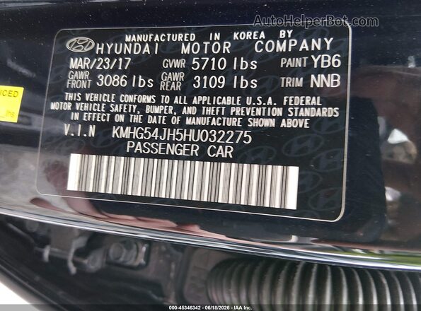 KMHG54JH5HU032275 2017 GENESIS G90 Black Widok komory silnika