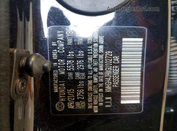 KMHGH4JHXGU102729 2016 HYUNDAI EQUUS Black VIN sticker view