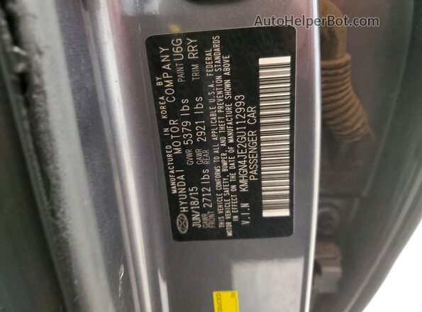KMHGN4JE2GU112993 2016 HYUNDAI GENESIS Gray 