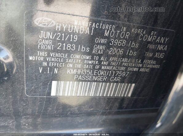 KMHH35LE0KU117597 2019 HYUNDAI ELANTRA GT Black 