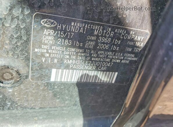 KMHH35LE2JU010047 2018 HYUNDAI ELANTRA Black Շարժիչի բաժամունքի տեսք