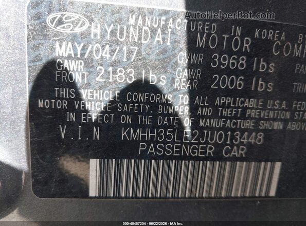 KMHH35LE2JU013448 2018 HYUNDAI ELANTRA GT Gray Engine compartment view