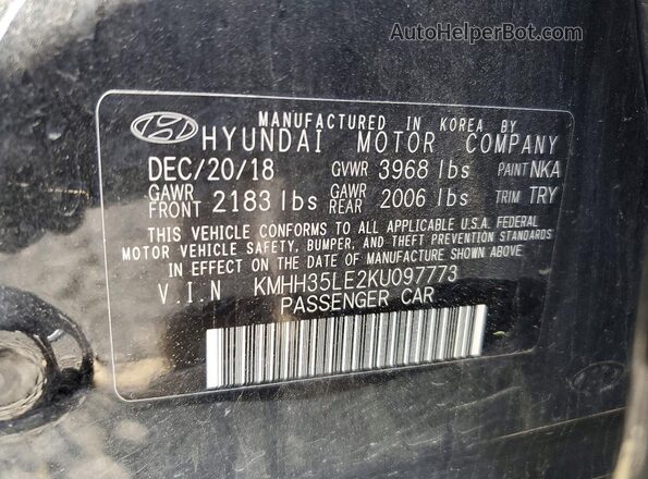 KMHH35LE2KU097773 2019 HYUNDAI ELANTRA Black 