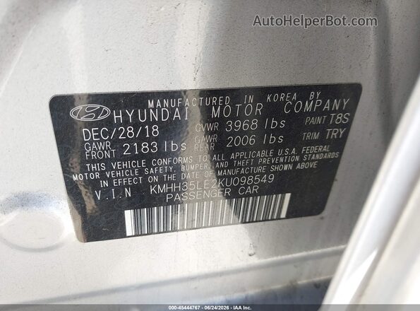 KMHH35LE2KU098549 2019 HYUNDAI ELANTRA GT Silver Engine compartment view