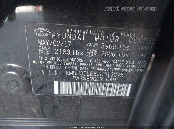 KMHH35LE8JU013275 2018 HYUNDAI ELANTRA GT Black Widok komory silnika