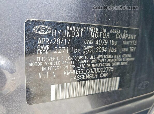 KMHH55LC0JU012775 2018 HYUNDAI ELANTRA Gray ძრავის განყოფილების ხედი