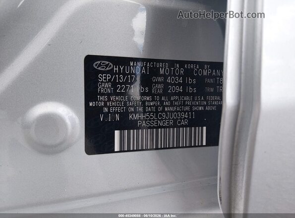 KMHH55LC9JU039411 2018 HYUNDAI ELANTRA GT Серебряный Вид подкапотного пространства