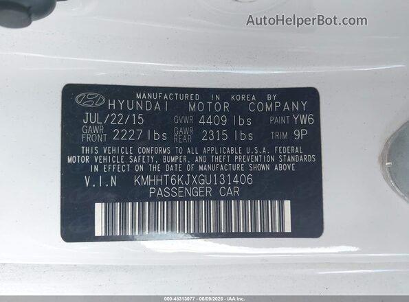 KMHHT6KJXGU131406 2016 HYUNDAI GENESIS Белый Вид подкапотного пространства