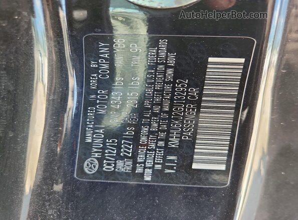 KMHHU6KJ2GU132952 2016 HYUNDAI GENESIS Black 