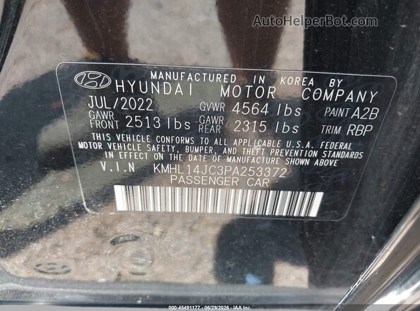 KMHL14JC3PA253372 2023 HYUNDAI SONATA Black ძრავის განყოფილების ხედი