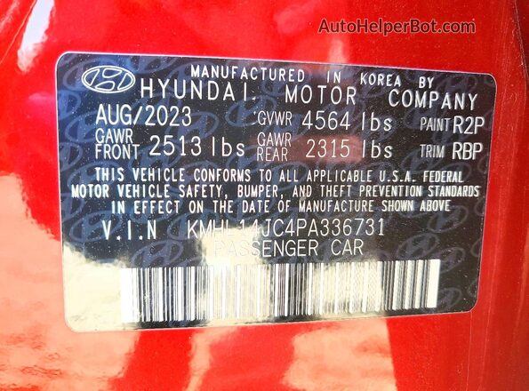 KMHL14JC4PA336731 2023 HYUNDAI SONATA Red ძრავის განყოფილების ხედი