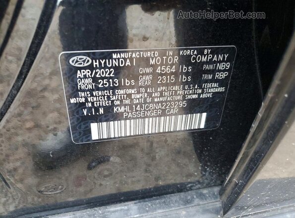 KMHL14JC8NA223295 2022 HYUNDAI SONATA Black ძრავის განყოფილების ხედი
