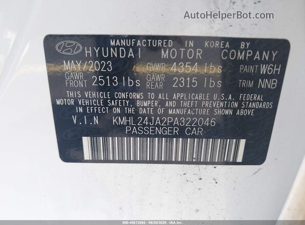 KMHL24JA2PA322046 2023 HYUNDAI SONATA Белый Вид подкапотного пространства