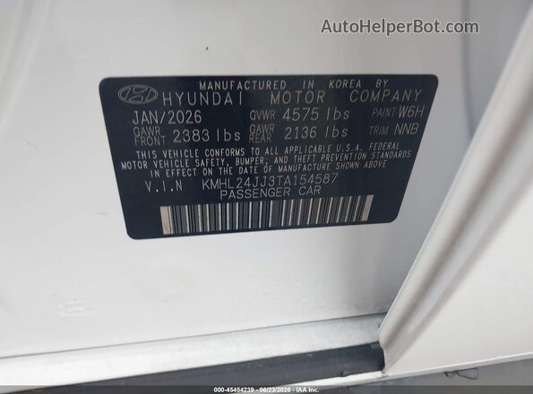 KMHL24JJ3TA154587 2026 HYUNDAI SONATA HYBRID Белый Вид подкапотного пространства