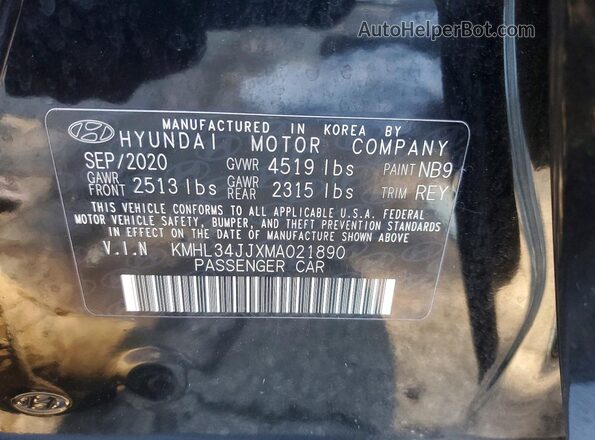 KMHL34JJXMA021890 2021 HYUNDAI SONATA Black Շարժիչի բաժամունքի տեսք