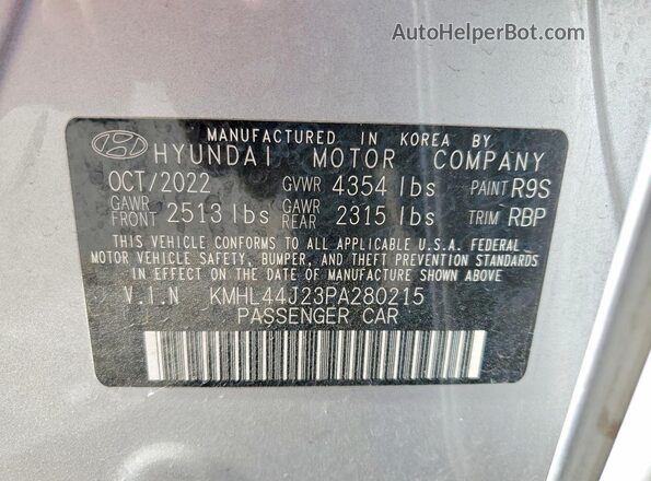 KMHL44J23PA280215 2023 HYUNDAI SONATA Gray 