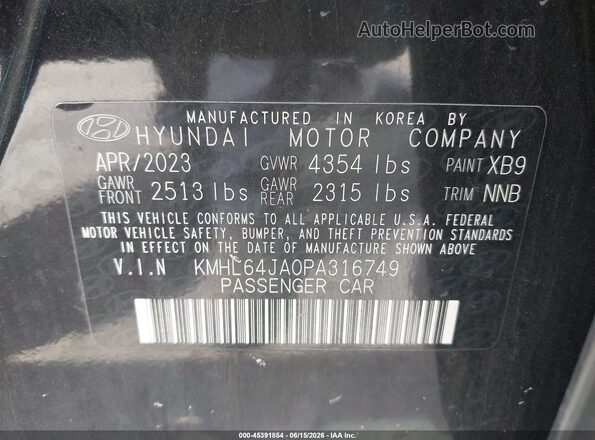 KMHL64JA0PA316749 2023 HYUNDAI SONATA Black Engine compartment view