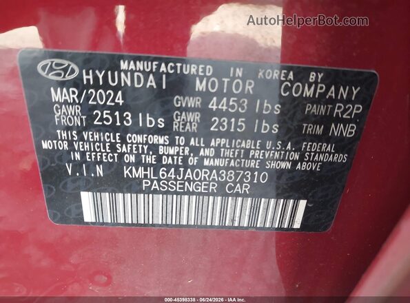 KMHL64JA0RA387310 2024 HYUNDAI SONATA Red Widok komory silnika