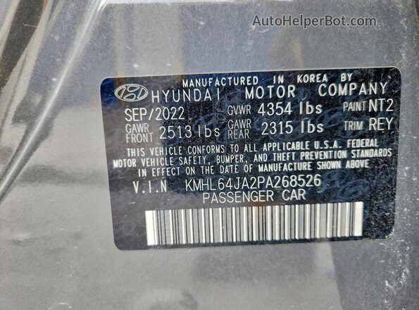 KMHL64JA2PA268526 2023 HYUNDAI SONATA Gray Vista de la etiqueta del VIN
