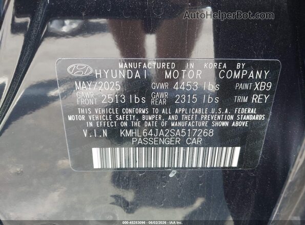 KMHL64JA2SA517268 2025 HYUNDAI SONATA Black ძრავის განყოფილების ხედი