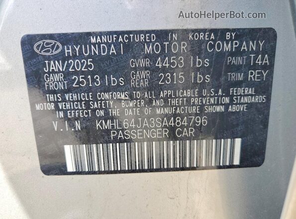 KMHL64JA3SA484796 2025 HYUNDAI SONATA Silver VIN კოდის სტიკერის ხედი