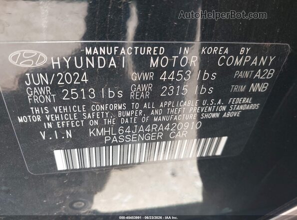KMHL64JA4RA420910 2024 HYUNDAI SONATA Black ძრავის განყოფილების ხედი